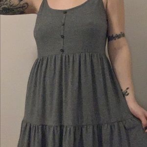gray button dress